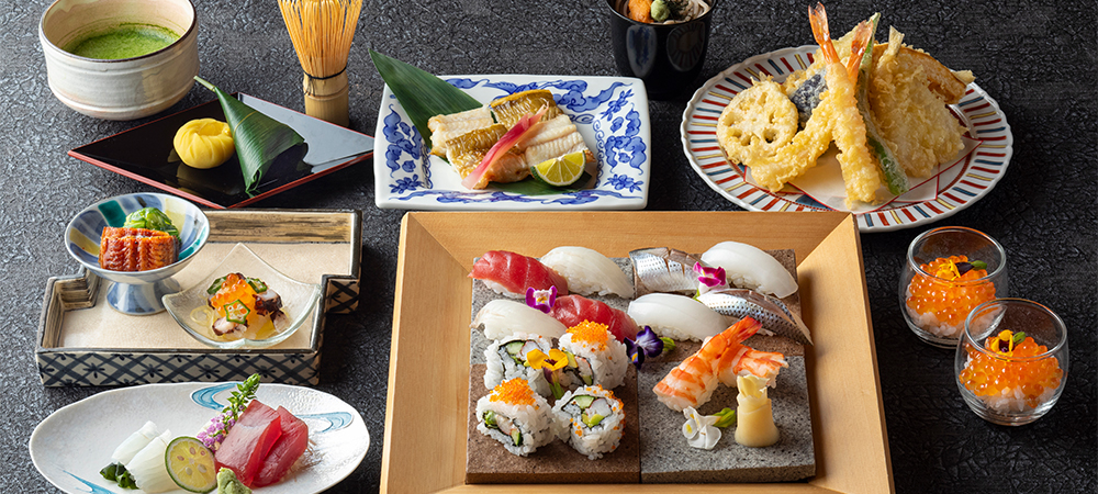 日本料理「さくら」自慢の寿司や天ぷらをご堪能いただけるディナーコース”陽光”
