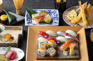 日本料理「さくら」自慢の寿司や天ぷらをご堪能いただけるディナーコース”陽光”