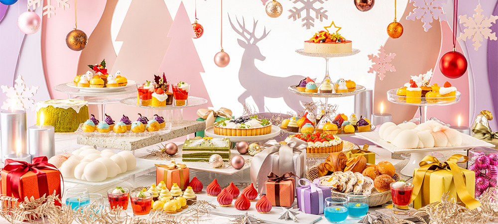ホリデーシーズンを彩るカラフルな心躍るメニューが並ぶ クリスマス ウィンターホリデー デザートビュッフェ お台場のホテルなら ヒルトン東京お台場